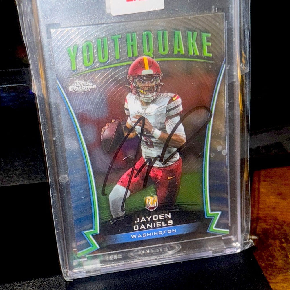 Jayden Daniel’s Topps Auto Youthquake Football Trading Card with COA